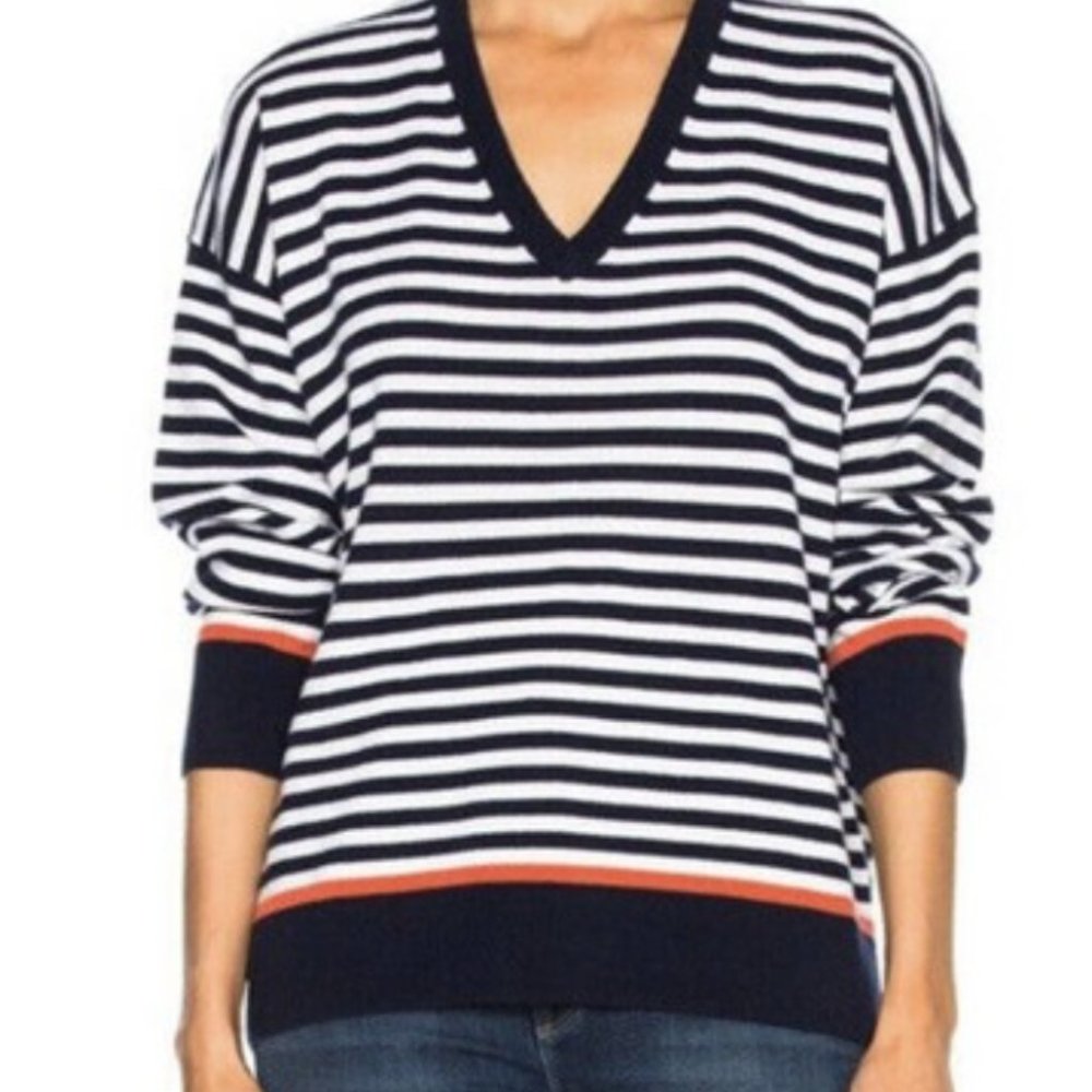 Equipment Lucinda V-Neck with Stripes